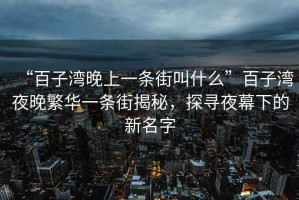 “百子灣晚上一條街叫什么”百子灣夜晚繁華一條街揭秘，探尋夜幕下的新名字