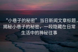 “小巷子的秘密”當日新聞文章標題，揭秘小巷子的秘密，一段隱藏在日常生活中的神秘往事