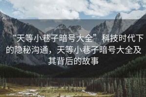 “天等小巷子暗號大全”科技時(shí)代下的隱秘溝通，天等小巷子暗號大全及其背后的故事
