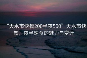 “天水市快餐200半夜500”天水市快餐，夜半速食的魅力與變遷