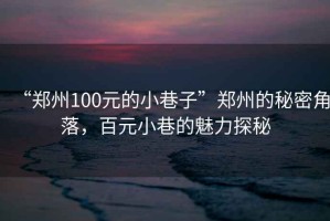 “鄭州100元的小巷子”鄭州的秘密角落，百元小巷的魅力探秘