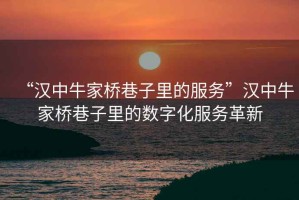 “漢中牛家橋巷子里的服務(wù)”漢中牛家橋巷子里的數字化服務(wù)革新