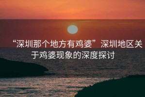 “深圳那個(gè)地方有雞婆”深圳地區關(guān)于雞婆現象的深度探討