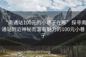 “南通站100元的小巷子在哪”探尋南通站附近神秘而富有魅力的100元小巷子