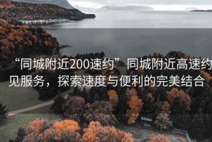 “同城附近200速約”同城附近高速約見(jiàn)服務(wù)，探索速度與便利的完美結合