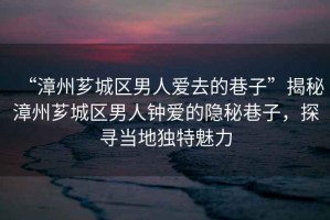 “漳州薌城區男人愛(ài)去的巷子”揭秘漳州薌城區男人鐘愛(ài)的隱秘巷子，探尋當地獨特魅力