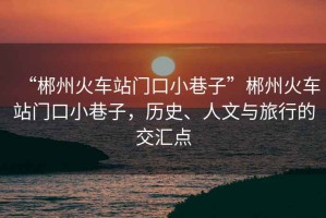 “郴州火車(chē)站門(mén)口小巷子”郴州火車(chē)站門(mén)口小巷子，歷史、人文與旅行的交匯點(diǎn)