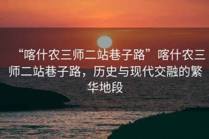“喀什農三師二站巷子路”喀什農三師二站巷子路，歷史與現代交融的繁華地段