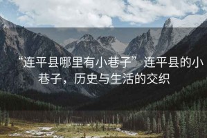 “連平縣哪里有小巷子”連平縣的小巷子，歷史與生活的交織