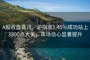 A股收盤(pán)喜訊，滬指漲1.45%成功站上3800點(diǎn)大關(guān)，市場(chǎng)信心顯著(zhù)提升