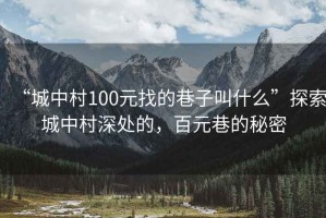 “城中村100元找的巷子叫什么”探索城中村深處的，百元巷的秘密