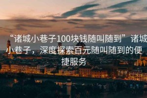 “諸城小巷子100塊錢(qián)隨叫隨到”諸城小巷子，深度探索百元隨叫隨到的便捷服務(wù)