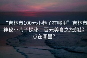“吉林市100元小巷子在哪里”吉林市神秘小巷子探秘，百元美食之旅的起點(diǎn)在哪里？