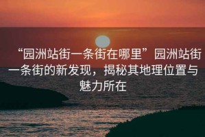 “園洲站街一條街在哪里”園洲站街一條街的新發(fā)現，揭秘其地理位置與魅力所在
