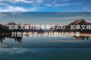 “如皋文峰對面老巷子200”如皋文峰對面老巷子，歲月靜好的故事