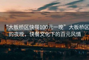 “大板橋區快餐100元一晚”大板橋區的夜晚，快餐文化下的百元風(fēng)情