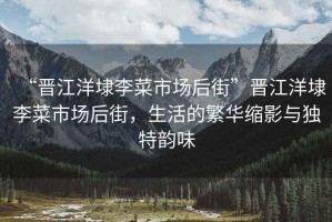“晉江洋埭李菜市場(chǎng)后街”晉江洋埭李菜市場(chǎng)后街，生活的繁華縮影與獨特韻味