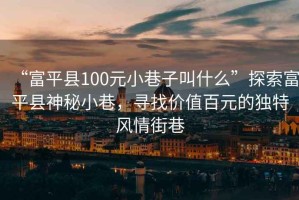 “富平縣100元小巷子叫什么”探索富平縣神秘小巷，尋找價(jià)值百元的獨特風(fēng)情街巷