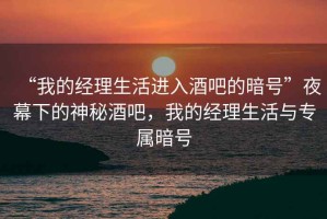 “我的經(jīng)理生活進(jìn)入酒吧的暗號”夜幕下的神秘酒吧，我的經(jīng)理生活與專(zhuān)屬暗號