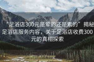 “足浴店300元是葷的還是素的”揭秘足浴店服務(wù)內容，關(guān)于足浴店收費300元的真相探索