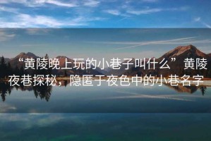 “黃陵晚上玩的小巷子叫什么”黃陵夜巷探秘，隱匿于夜色中的小巷名字