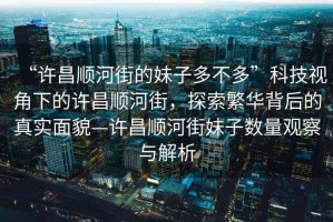 “許昌順河街的妹子多不多”科技視角下的許昌順河街，探索繁華背后的真實(shí)面貌—許昌順河街妹子數量觀(guān)察與解析