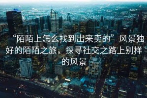 “陌陌上怎么找到出來(lái)賣(mài)的”風(fēng)景獨好的陌陌之旅，探尋社交之路上別樣的風(fēng)景
