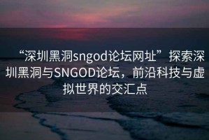 “深圳黑洞sngod論壇網(wǎng)址”探索深圳黑洞與SNGOD論壇，前沿科技與虛擬世界的交匯點(diǎn)
