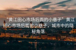 “黃江田心市場(chǎng)后面的小巷子”黃江田心市場(chǎng)后面的小巷子，城市中的隱秘角落