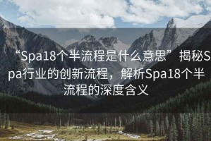 “Spa18個(gè)半流程是什么意思”揭秘Spa行業(yè)的創(chuàng  )新流程，解析Spa18個(gè)半流程的深度含義