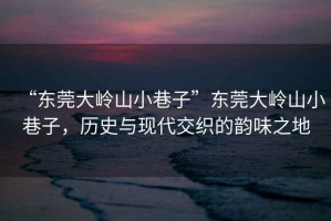 “東莞大嶺山小巷子”東莞大嶺山小巷子，歷史與現代交織的韻味之地