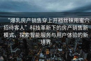 “爆乳房產(chǎn)銷(xiāo)售穿上開(kāi)襠絲襪用蜜穴招待客人”科技革新下的房產(chǎn)銷(xiāo)售新模式，探索智能服務(wù)與用戶(hù)體驗的新境界
