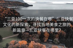 “三亞100一次的快餐在哪”三亞快餐文化的新探索，尋找當地美食之旅的新篇章—三亞快餐在哪里？
