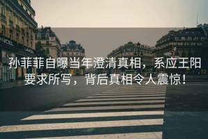 孫菲菲自曝當年澄清真相，系應王陽(yáng)要求所寫(xiě)，背后真相令人震驚！
