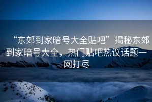 “東郊到家暗號大全貼吧”揭秘東郊到家暗號大全，熱門(mén)貼吧熱議話(huà)題一網(wǎng)打盡