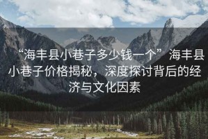 “海豐縣小巷子多少錢(qián)一個(gè)”海豐縣小巷子價(jià)格揭秘，深度探討背后的經(jīng)濟與文化因素