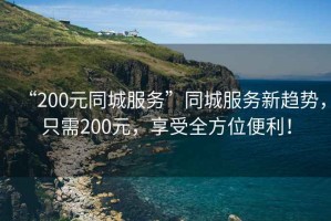“200元同城服務(wù)”同城服務(wù)新趨勢，只需200元，享受全方位便利！