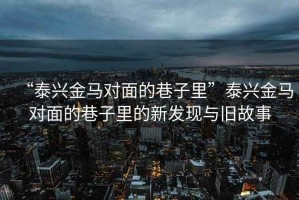 “泰興金馬對面的巷子里”泰興金馬對面的巷子里的新發(fā)現與舊故事