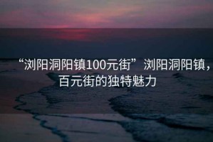 “瀏陽(yáng)洞陽(yáng)鎮100元街”瀏陽(yáng)洞陽(yáng)鎮，百元街的獨特魅力