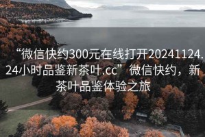 “微信快約300元在線(xiàn)打開(kāi)20241124.24小時(shí)品鑒新茶葉.cc”微信快約，新茶葉品鑒體驗之旅