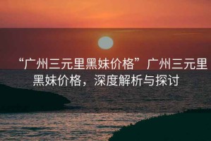“廣州三元里黑妹價(jià)格”廣州三元里黑妹價(jià)格，深度解析與探討