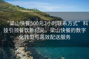 “梁山快餐500元2小時(shí)聯(lián)系方式”科技引領(lǐng)餐飲新紀元，梁山快餐的數字化轉型與高效配送服務(wù)