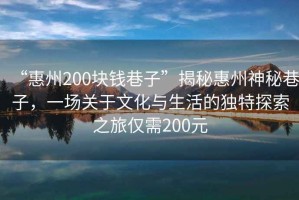 “惠州200塊錢(qián)巷子”揭秘惠州神秘巷子，一場(chǎng)關(guān)于文化與生活的獨特探索之旅僅需200元