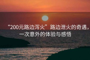 “200元路邊瀉火”路邊泄火的奇遇，一次意外的體驗與感悟