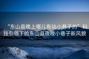“東山縣晚上哪兒有站小巷子的”科技引領(lǐng)下的東山縣夜晚小巷子新風(fēng)貌