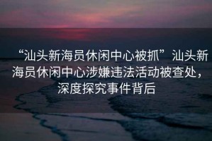 “汕頭新海員休閑中心被抓”汕頭新海員休閑中心涉嫌違法活動(dòng)被查處，深度探究事件背后