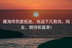 藏海傳熱度低迷，肖戰下凡救場(chǎng)，網(wǎng)友，期待新篇章！