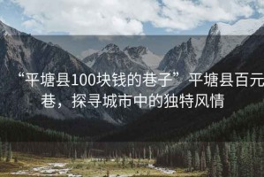 “平塘縣100塊錢(qián)的巷子”平塘縣百元巷，探尋城市中的獨特風(fēng)情