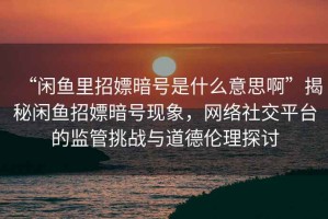 “閑魚(yú)里招嫖暗號是什么意思啊”揭秘閑魚(yú)招嫖暗號現象，網(wǎng)絡(luò )社交平臺的監管挑戰與道德倫理探討