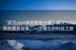“武漢szsn體驗報告分享”武漢SZSN體驗報告分享，一次難忘的科技之旅